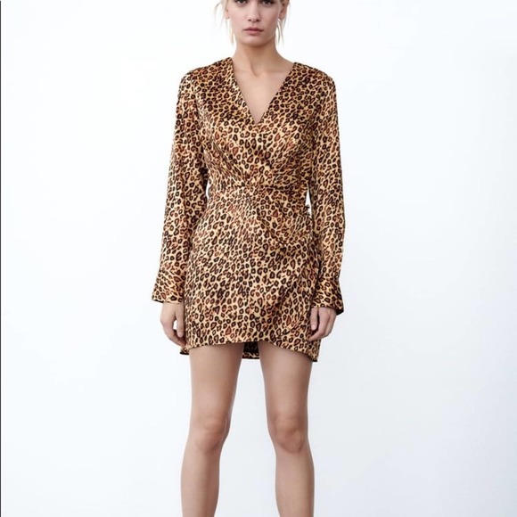 ZARA SATIN EFFECT PRINT DRESS LEOPARD - Picture 5 of 12